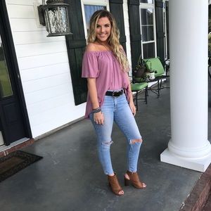 Mauve Cold Shoulder Top